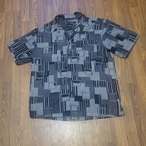 Cigliano Collezione Italy Men's Large Black and Grey Button Down Shirt